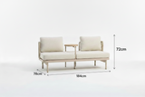 Horizon Aluminium 2 Seat Sofa Bench with Movable Table - Beige Rope