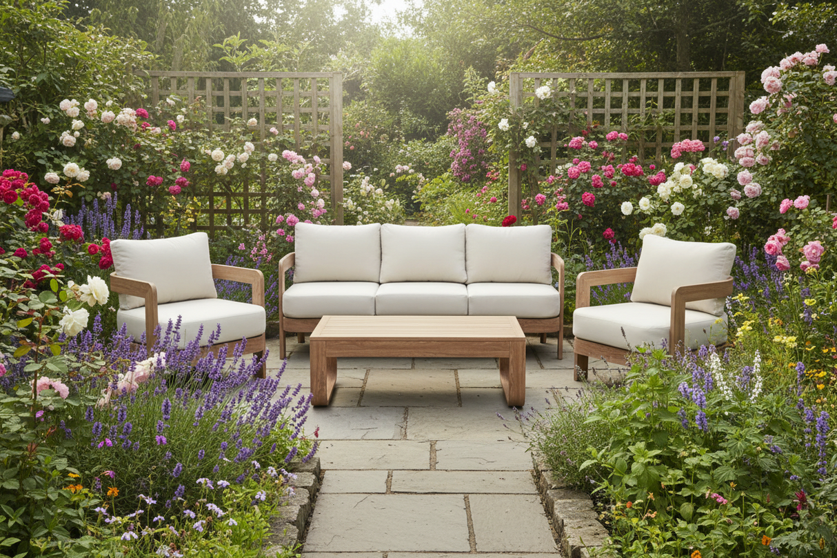 Dartmouth 4 Piece, 5 Seat Wood Effect Aluminium Lounge Set