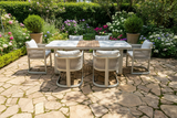 Palma 6 Seat Aluminium Dining Set with Wooden Accent