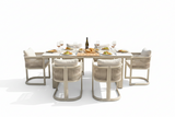 Palma 6 Seat Aluminium Dining Set with Wooden Accent