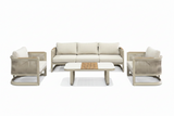 Palma 5 Seat Aluminium Lounge Set with Wood Effect Accents