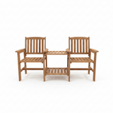 Wooden Outdoor Straight Loveseat, Solid Wood Patio Companion Bench