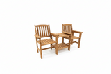 Wooden Outdoor Straight Loveseat, Solid Wood Patio Companion Bench