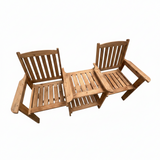 Wooden Outdoor Straight Loveseat, Solid Wood Patio Companion Bench