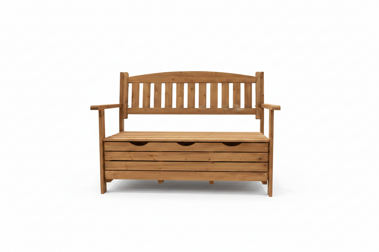 Wooden Garden 2 Seat Bench with Storage Seat