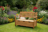Wooden Garden 2 Seat Bench with Storage Seat