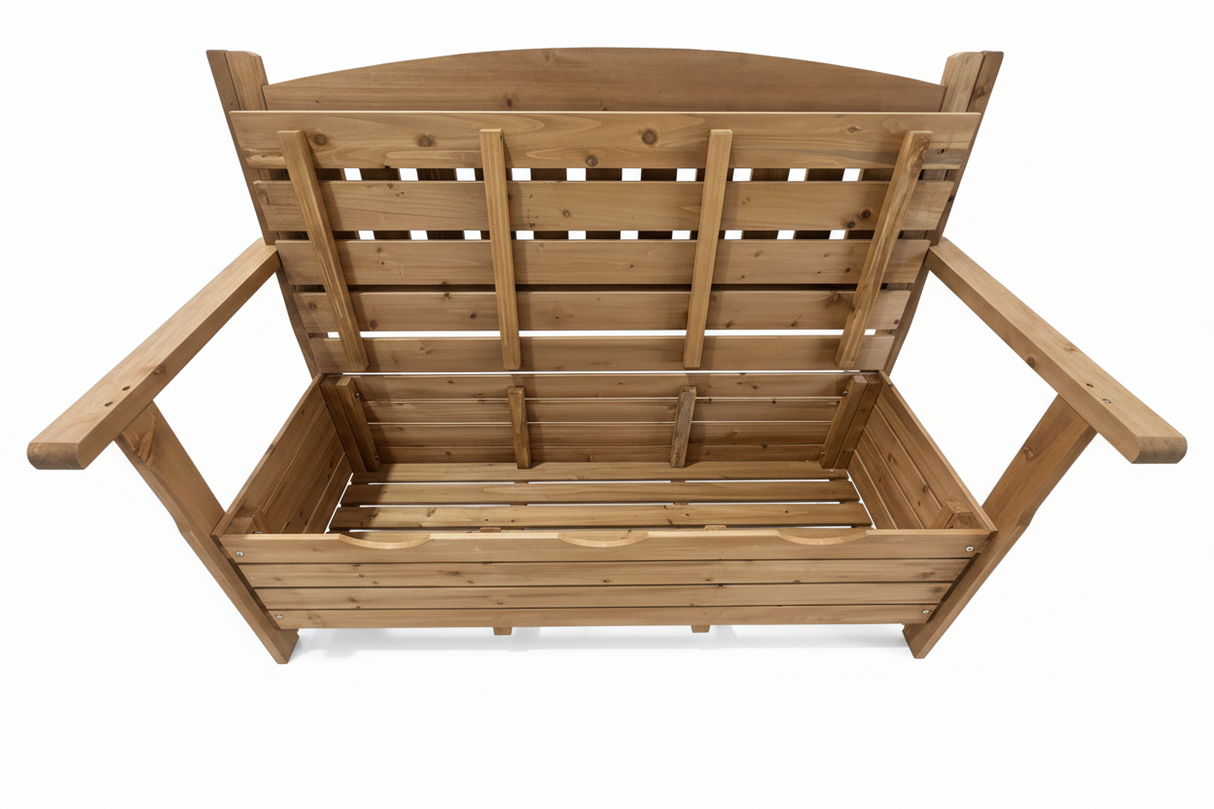Wooden Garden 2 Seat Bench with Storage Seat