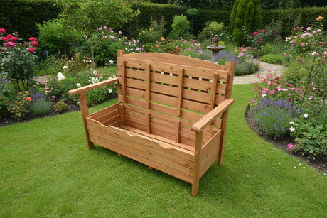 Wooden Garden 2 Seat Bench with Storage Seat