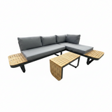 Miami Corner Garden Furniture Sofa Set Poly Wood in Dark Grey