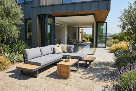 Miami Corner Garden Furniture Sofa Set Poly Wood in Dark Grey
