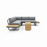 Miami Corner Garden Furniture Sofa Set Poly Wood in Dark Grey
