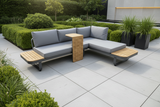 Miami Corner Garden Furniture Sofa Set Poly Wood in Dark Grey