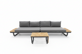 Miami Corner Garden Furniture Sofa Set Poly Wood in Dark Grey