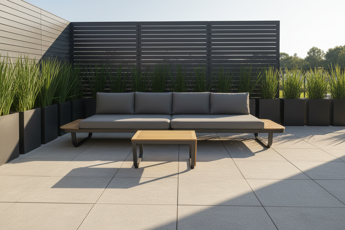 Miami Corner Garden Furniture Sofa Set Poly Wood in Dark Grey