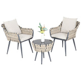 Kelly Rope Bistro Set Garden or Patio Furniture in Beige