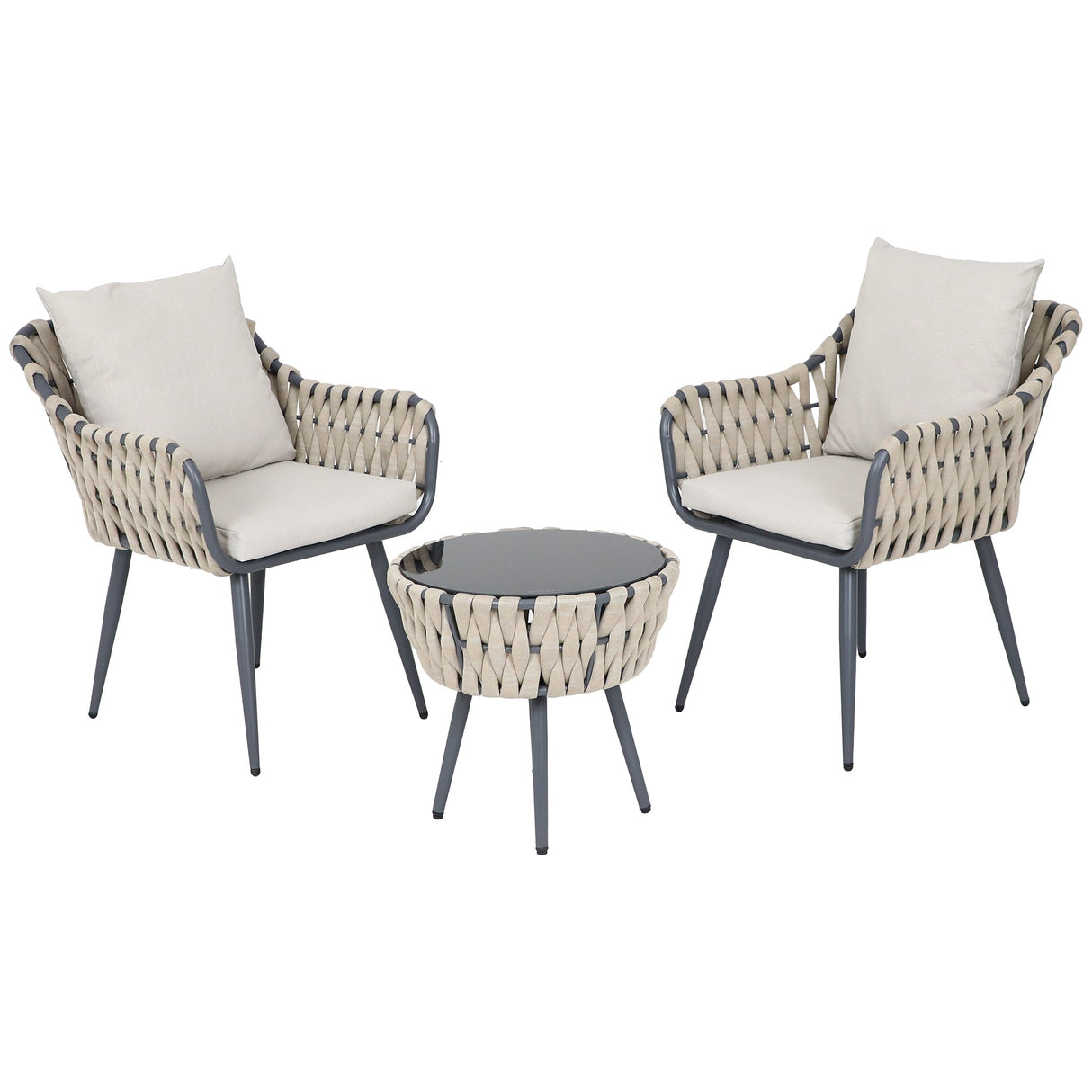 Kelly Rope Bistro Set Garden or Patio Furniture in Beige