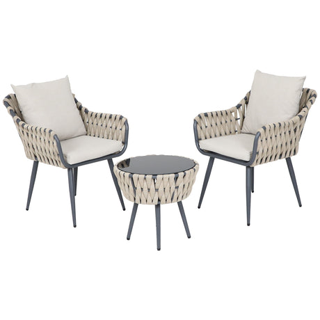 Kelly Rope Bistro Set Garden or Patio Furniture in Beige