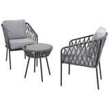 Kelly Rope Bistro Set Garden or Patio Furniture in Grey