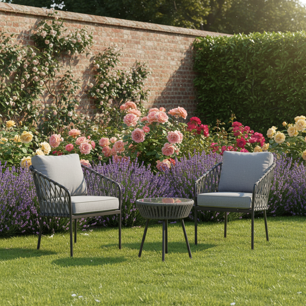 Kelly Rope Bistro Set Garden or Patio Furniture in Grey