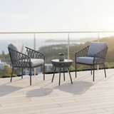 Kelly Rope Bistro Set Garden or Patio Furniture in Grey