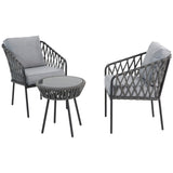 Kelly Rope Bistro Set Garden or Patio Furniture in Grey