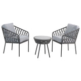 Kelly Rope Bistro Set Garden or Patio Furniture in Grey