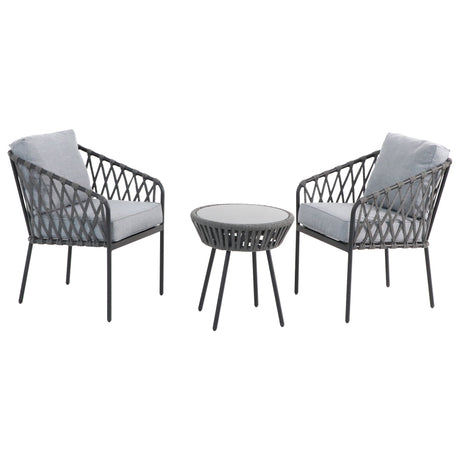 Kelly Rope Bistro Set Garden or Patio Furniture in Grey