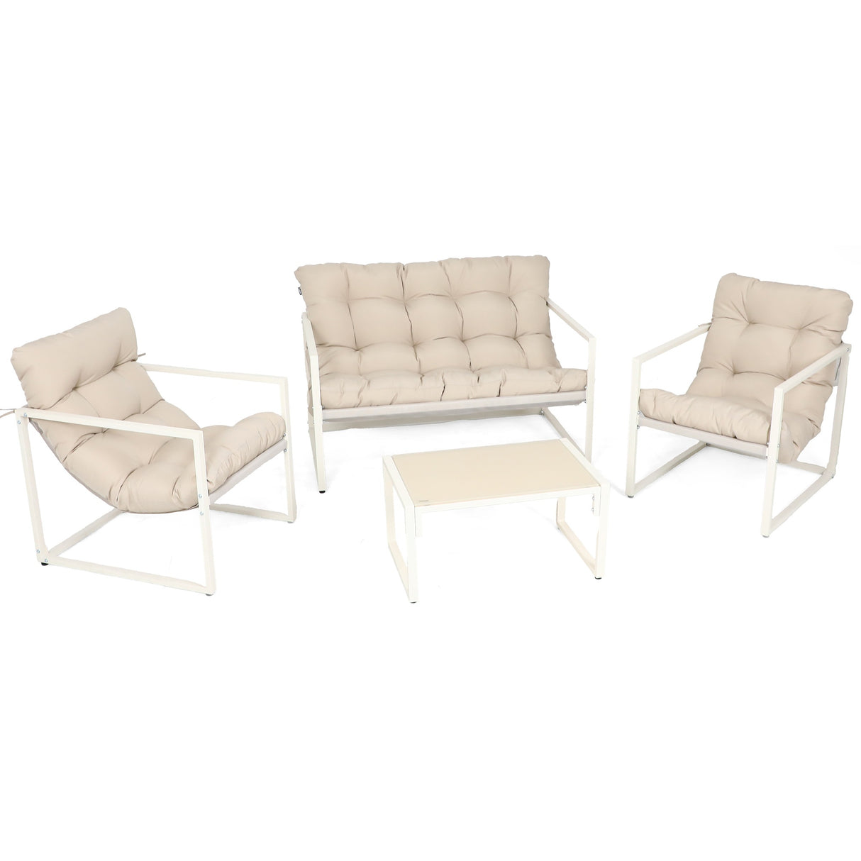 Kelly White Frame 4 Piece Lounge Garden Furniture Set