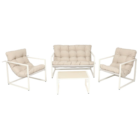 Kelly White Frame 4 Piece Lounge Garden Furniture Set
