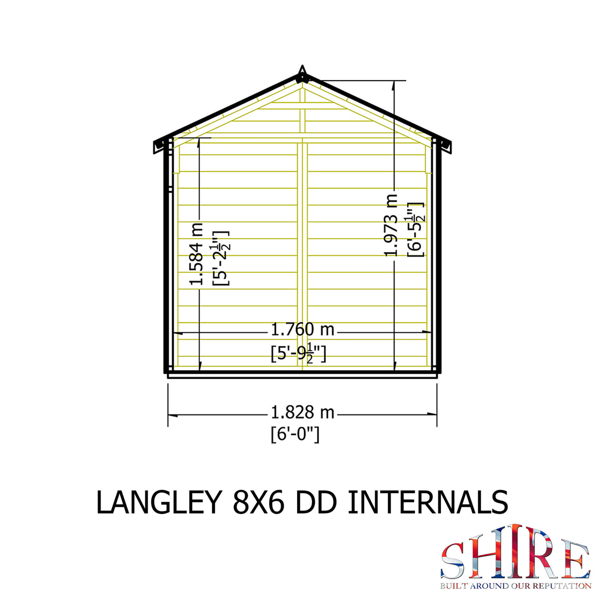 Langley 8 ft x 6 ft Shiplap Double Door Shed