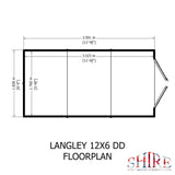 Langley 12 ft x 6 ft Shiplap Double Door Shed