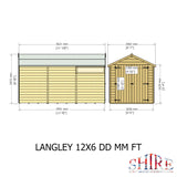 Langley 12 ft x 6 ft Shiplap Double Door Shed