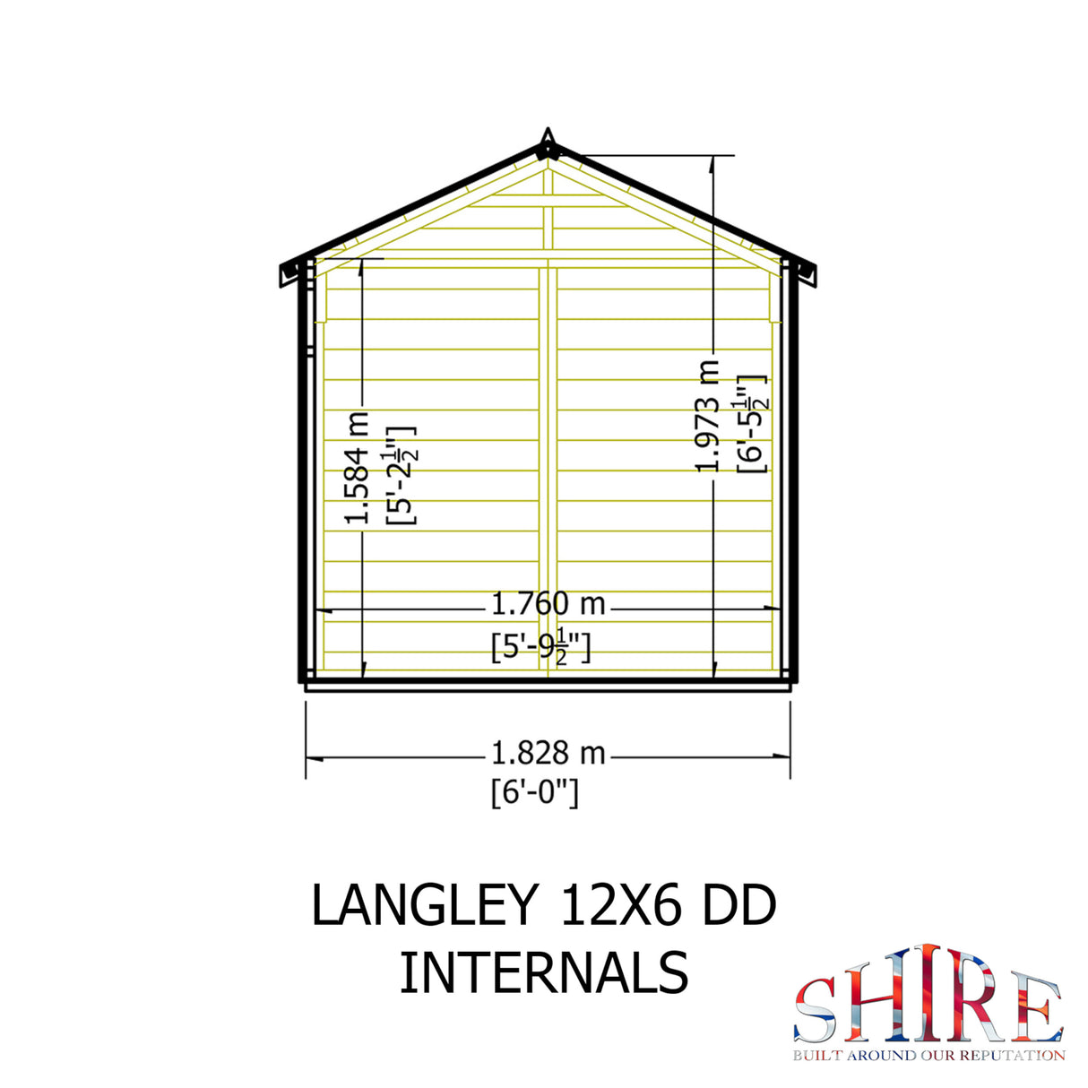 Langley 12 ft x 6 ft Shiplap Double Door Shed