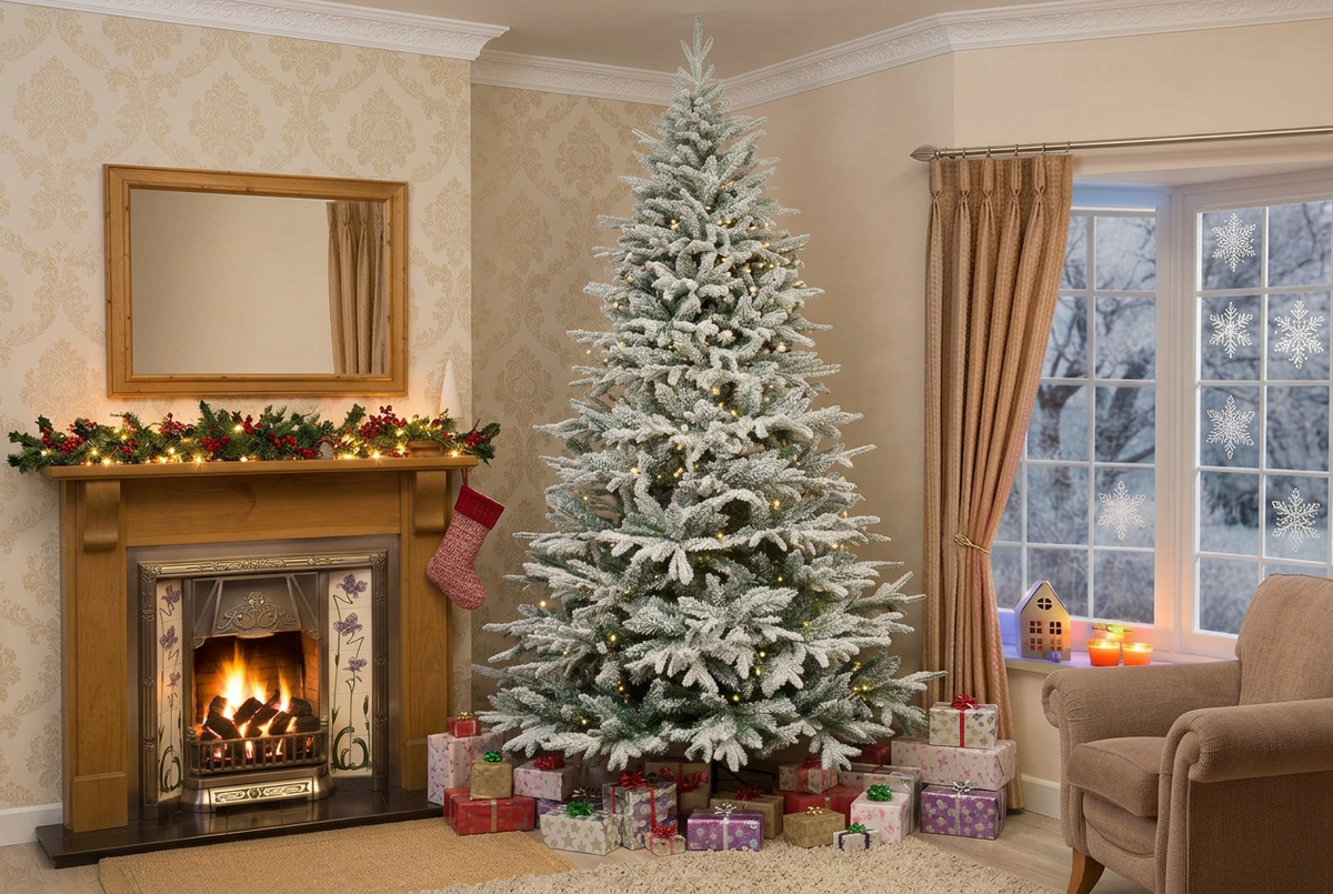 Lapland Fir Snow Flocked Christmas Tree - 10ft/300cm
