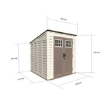 Balmoral Garden Pent Shed Heavy Duty Windproof Plastic Shed - Grey 7x7