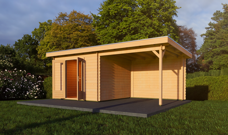 3x6m Log Cabin with Canopy (3x3m)