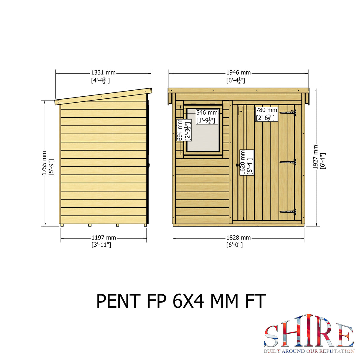 Shire Shiplap Pent Shed 6x4