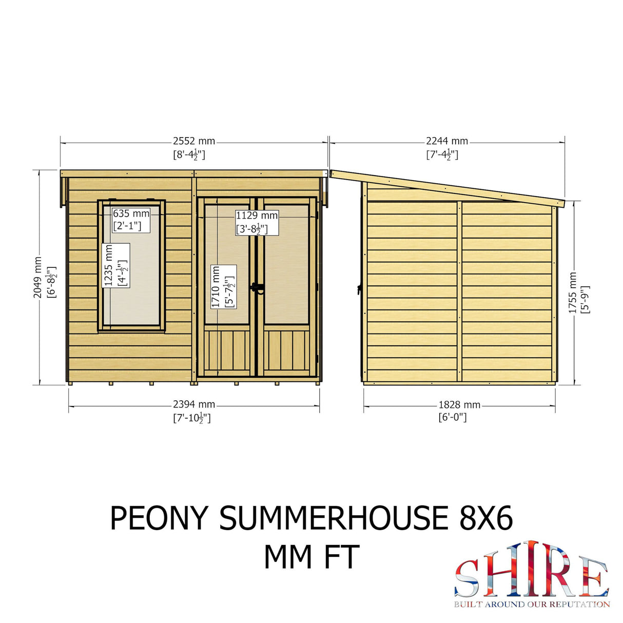 Peony 8 ft x 6 ft Summerhouse
