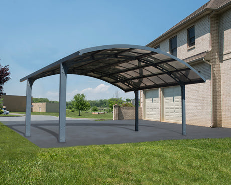 Arizona Double Wings 16' x 19' Carport - Grey Aluminium & Solid Polycarbonate Roof