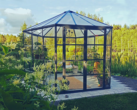 Oasis 12' Hexagonal Greenhouse - Grey Frame & Hybrid Polycarbonate Panels