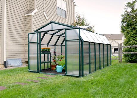 Hobby Gardener 8' x 12' Greenhouse - Green Frame & Twinwall Polycarbonate Panels