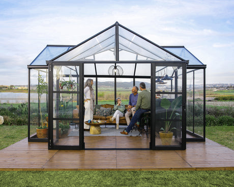 Triomphe 13' x 15' Greenhouse - Black Aluminium Frame & Clear Polycarbonate Panels
