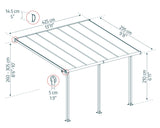 Olympia Patio Cover 3m x 4.3m - Grey Frame & Clear Polycarbonate