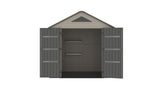 8 x 10  Plastic Garden Shed 10 Year Warranty Includes Shelves Hooks Lighting with Motion Detector
