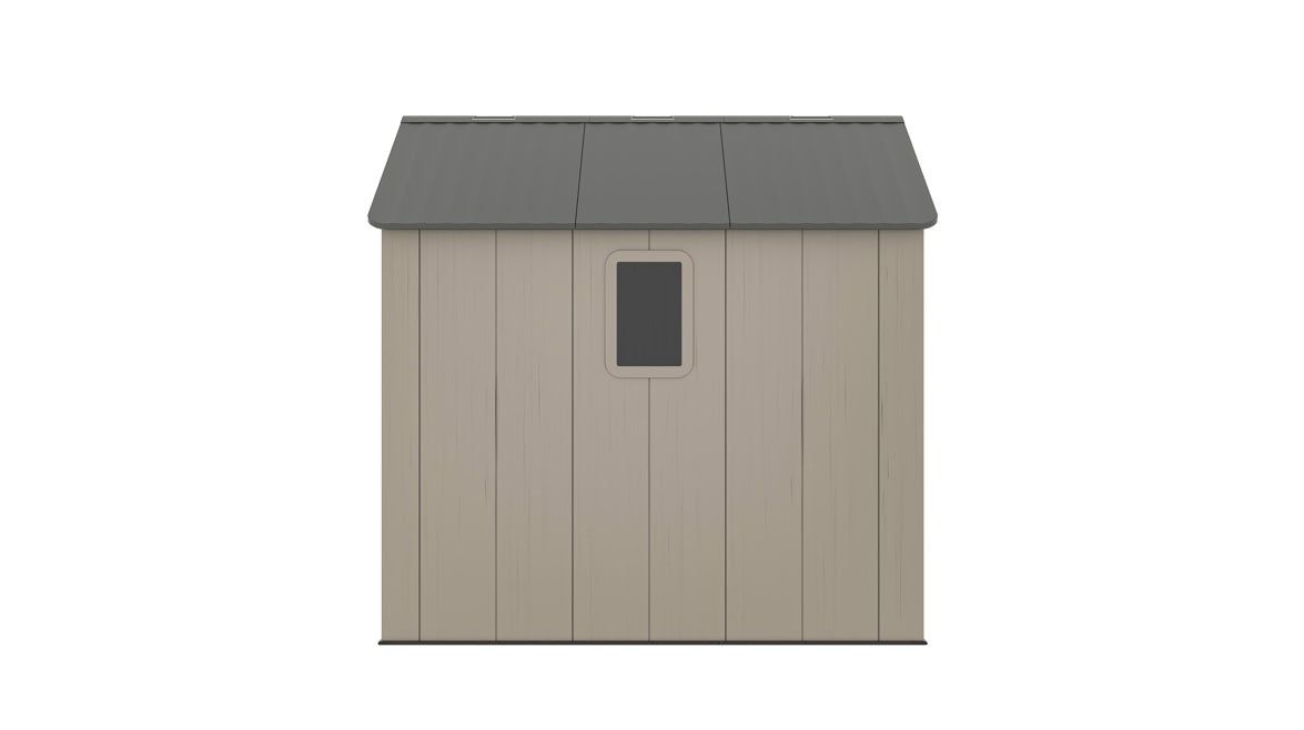 8 x 8  Plastic Garden Shed 10 Year Warranty Includes Shelves Hooks Lighting with Motion Detector