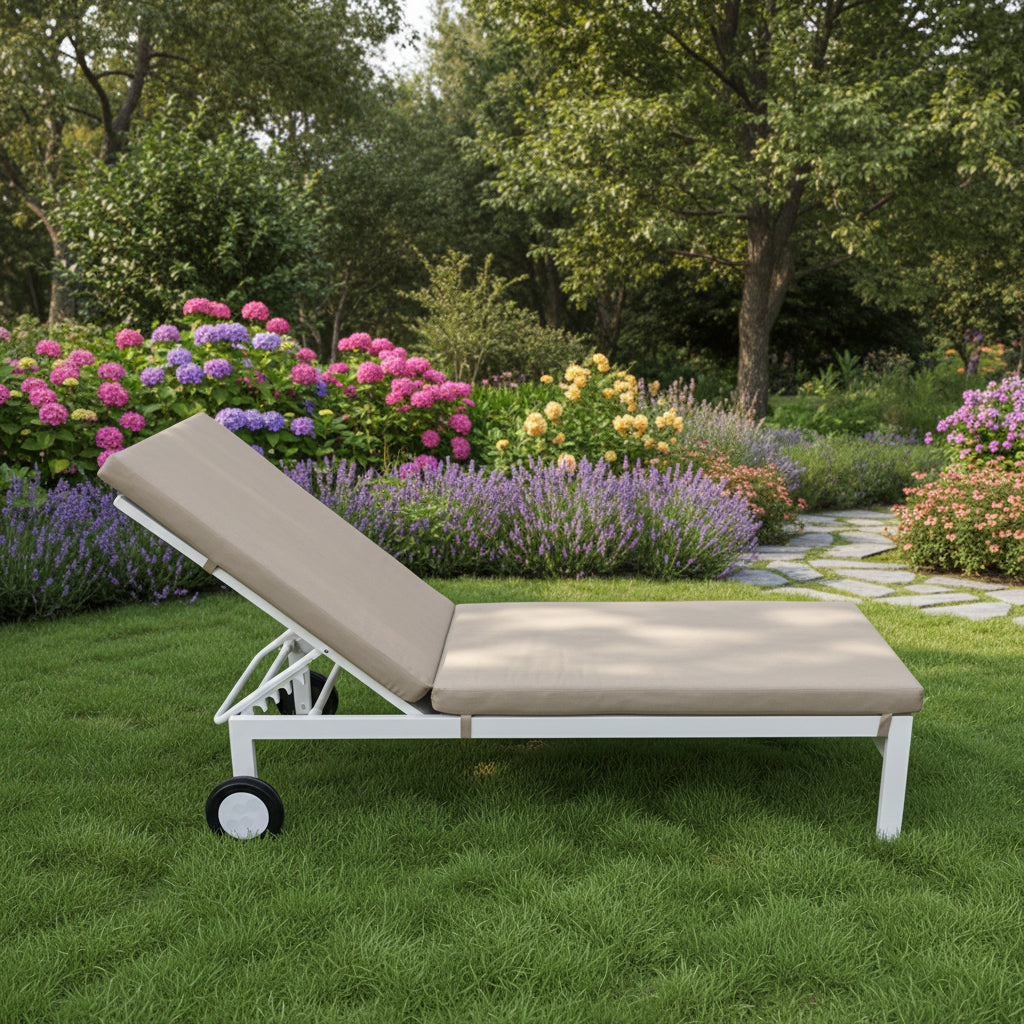 Norfolk Leisure Titchwell Luxury Garden Furniture Single Sunlounger - WHITE