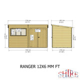 Shire Ranger 12 x 6 Pent Shiplap Shed