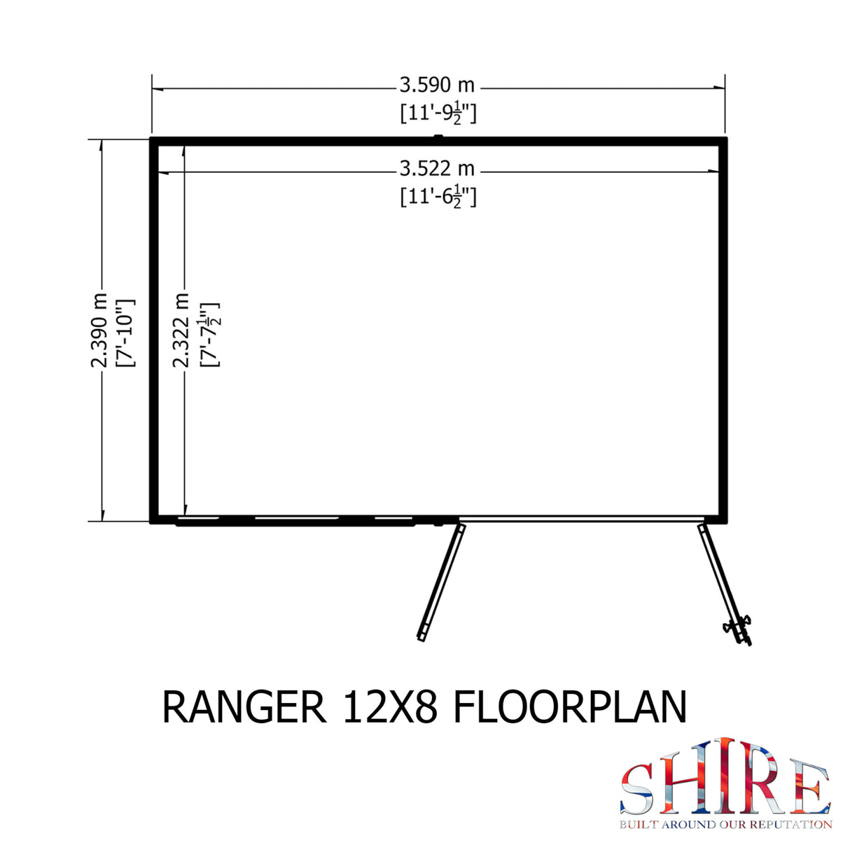 Shire Ranger 12 x 8 Pent Shiplap Shed