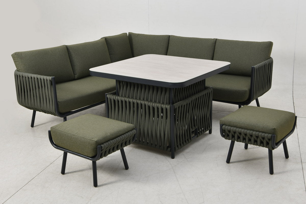 Emerald Rope Mini Corner Set with Height Adjustable Table - Green
