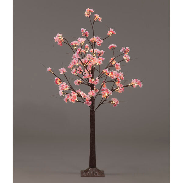 120cm Dark Pink Cherry Blossom Tree with 72 Warm White LEDs